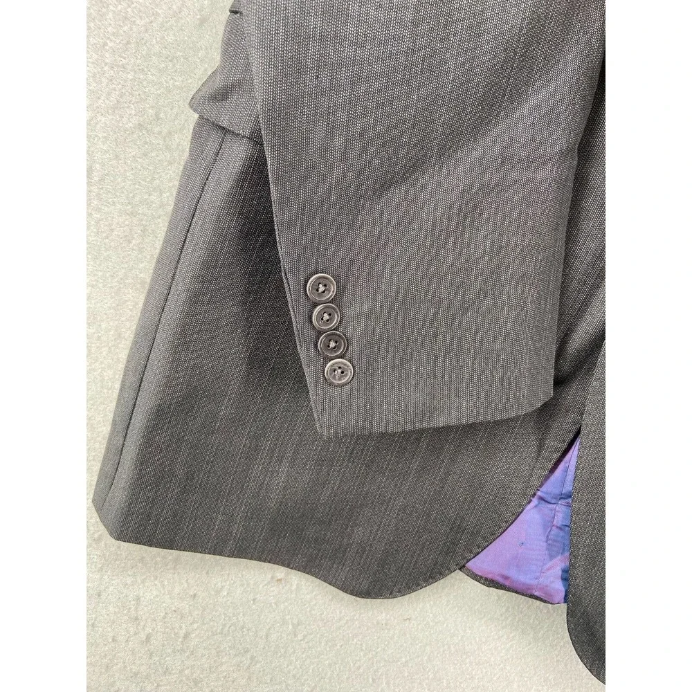 Ermenegildo Zegna Blazer Jacket Mens Sz 42L Gray‎ Wool Silk Stripe 2 Button